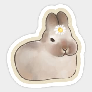 brown bunny rabbit with a daisy on its head Sticker